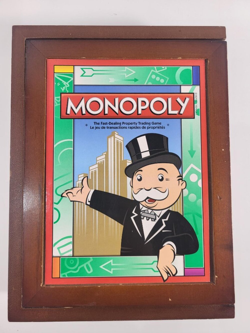 Bilingual Monopoly Vintage Bookshelf Wooden Box Board Game
